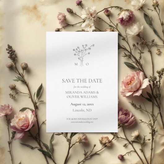Elegante graue Hochzeit im Bouquet speichern Sie d Save The Date