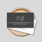 Elegante graue Imitats Silver Line Monogram Attorn Visitenkarte