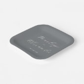 Elegante graue Kalligrafie Pappteller (Gewinkelt)