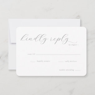 Elegante graue Kalligrafie RSVP Karte