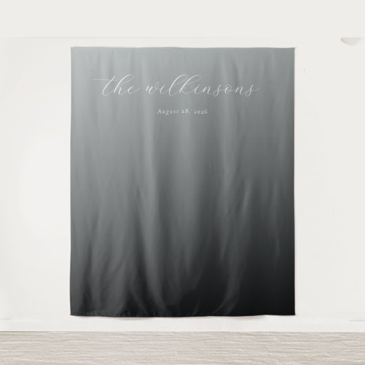 Elegante graue Kalligrafie Wandteppich (Vorderseite)