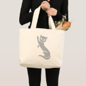 Elegante graue Katze Jumbo Stoffbeutel (Vorderseite (Produkt))