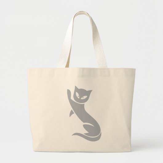 Elegante graue Katze Jumbo Stoffbeutel (Vorne)