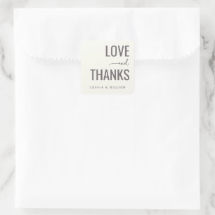 Elegante graue Liebe Danke Quadratischer Aufkleber