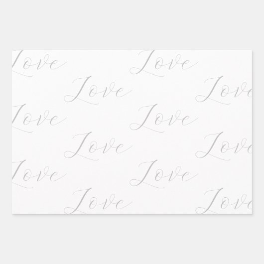 Elegante, graue Liebe Hochzeit Geschenkpapier Set (Vorderseite)