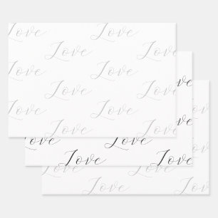 Elegante, graue Liebe Hochzeit Geschenkpapier Set