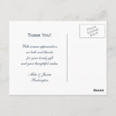 Elegante graue Marineblau Wirbel Hochzeit danke Postkarte (Rückseite)