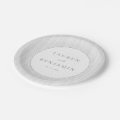 Elegante graue minimalistische Hochzeit Pappteller (Schrägansicht)
