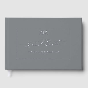 Elegante graue minimalistische Kalligrafie Gästebuch