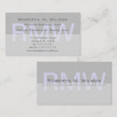 Elegante graue Monogramm-Gewohnheit färbt Visitenkarte (Vorne/Hinten)