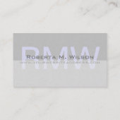 Elegante graue Monogramm-Gewohnheit färbt Visitenkarte (Rückseite)