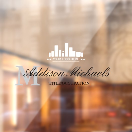 Elegante graue Monogramm Name Titel und Logo Fensteraufkleber (Blatt 2)