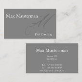 Elegante graue Monogramm Visitenkarte (Vorne/Hinten)