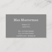 Elegante graue Monogramm Visitenkarte (Rückseite)