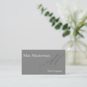 Elegante graue Monogramm Visitenkarte (Stehend Vorderseite)
