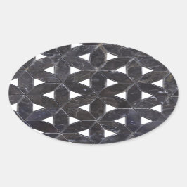 Elegante graue Mosaik Blume des Lebens Fliesenmust Ovaler Aufkleber