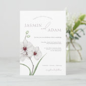 Elegante Graue Orchideen Einmalgeburten Hochzeit Einladung (Stehend Vorderseite)