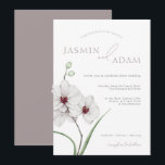 Elegante Graue Orchideen Einmalgeburten Hochzeit Einladung<br><div class="desc">Feiern Sie die Schönheit des Frühlings oder Sommers mit unserer eleganten grauen und weißen Orchideen Initials Blumen Hochzeit Einladung. Dieses Botanische Meisterwerk ist in Aquarellfarben handgezeichnet und zeichnet sich durch exquisite weiße Orchideen aus, die Reinheit und Eleganz symbolisieren. Personalisiert mit den Initialen des Ehepaares inmitten eines Bettes von unberührten weißen...</div>