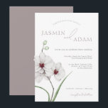 Elegante Graue Orchideen Einmalgeburten Hochzeit Einladung<br><div class="desc">Feiern Sie die Schönheit des Frühlings oder Sommers mit unserer eleganten grauen und weißen Orchideen Initials Blumen Hochzeit Einladung. Dieses Botanische Meisterwerk ist in Aquarellfarben handgezeichnet und zeichnet sich durch exquisite weiße Orchideen aus, die Reinheit und Eleganz symbolisieren. Personalisiert mit den Initialen des Ehepaares inmitten eines Bettes von unberührten weißen...</div>