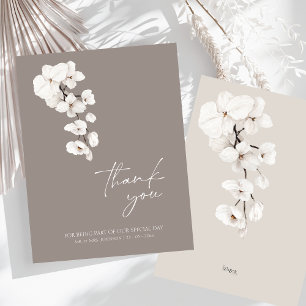 Elegante graue Orchideenhochzeit Dankeskarte