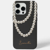 Elegante graue Perlenhalskette Case-Mate iPhone Hülle (Rückseite)