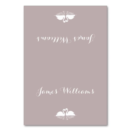 Elegante, graue Platzkarten mit Swans Tischnummer (Vorderseite)