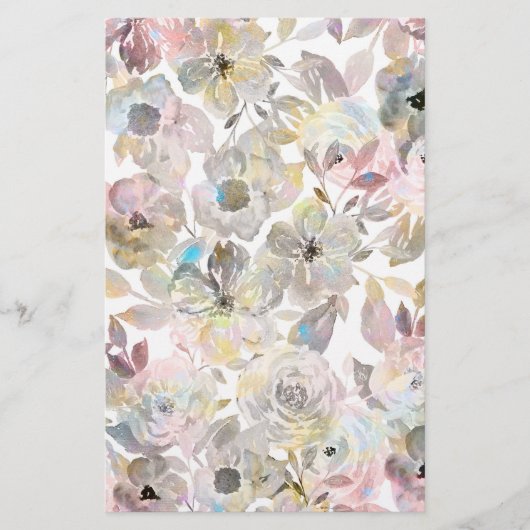 Elegante graue Rose Briefpapier (Vorderseite)