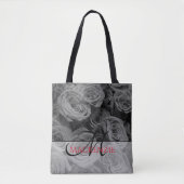 Elegante graue Rose, graue Blume Tasche (Vorderseite)