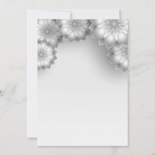 Elegante graue Rose Hochzeit Einladung (Rückseite)