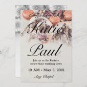 Elegante graue Rose Hochzeit Einladung (Vorne/Hinten)