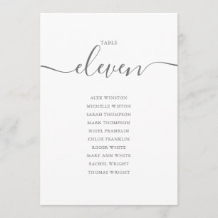 Elegante graue Schrift Tisch Nummer 11 Sitzordnung Einladung