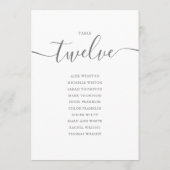 Elegante graue Schrift Tisch Nummer 12 Sitzordnung Einladung (Rückseite)
