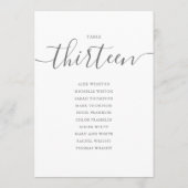 Elegante graue Schrift Tisch Nummer 13 Sitzordnung Einladung (Rückseite)