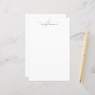 Elegante graue Script Monogram Initials Minimalist