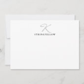 Elegante graue Script Monogram Note Card Mitteilungskarte (Vorderseite)