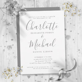 Elegante Graue Signature-Script-Engagement-Partei Einladung