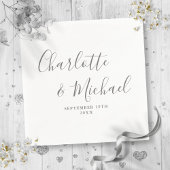 Elegante graue Signature Script-Hochzeit Serviette