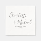 Elegante graue Signature Script-Hochzeit Serviette (Vorderseite)