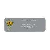 Elegante graue Sonnenblumen Hochzeit-Rücksendeadre (Vorne)