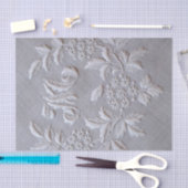 Elegante graue Stickerei-Blumenmonogrammbuchstabe Seidenpapier (Handwerk)