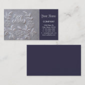 Elegante graue Stickerei-Blumenmonogrammbuchstabe Visitenkarte (Vorne/Hinten)