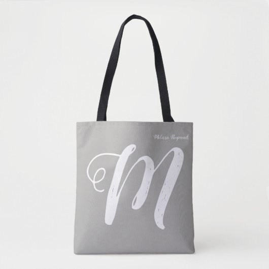 elegante graue Tasche mit Monogramm (Vorderseite)