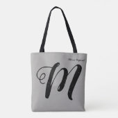 elegante graue Tasche mit Monogramm (Rückseite)
