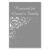 Elegante graue Tischkarte Tischnummer (Vorderseite)