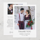 Elegante graue Typo 2 Foto Hochzeit Dankeschön Kar Dankeskarte (Vorne/Hinten)