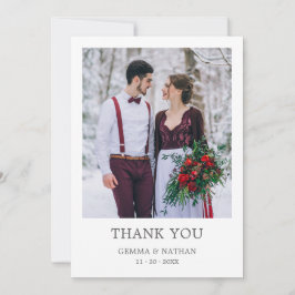 Elegante graue Typo 2 Foto Hochzeit Dankeschön Kar Dankeskarte