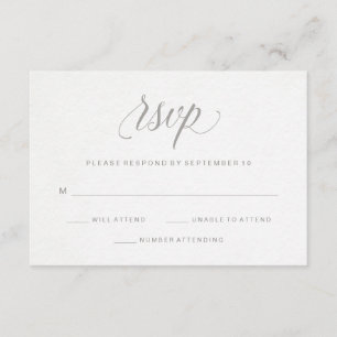 Elegante graue Typografie auf Watercolor-Papier RSVP Karte
