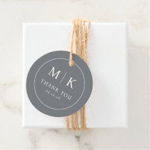 Elegante graue typografische Dankbarkeit Geschenkanhänger