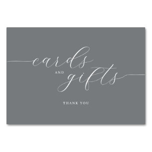 Elegante graue typografische Danksagungskarte Tischnummer