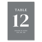 Elegante graue typografische Tischnummer (Rückseite)